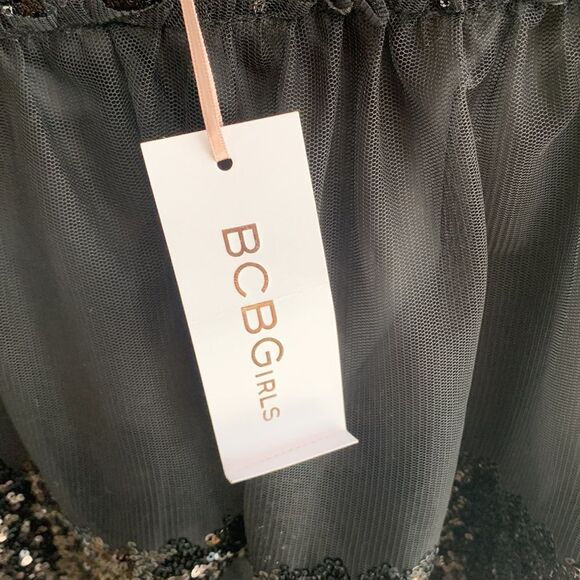 BCBGirls black sequin layered dress size 10 nwt - Picture 5 of 6